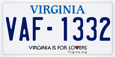 VA license plate VAF1332