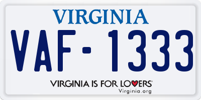 VA license plate VAF1333