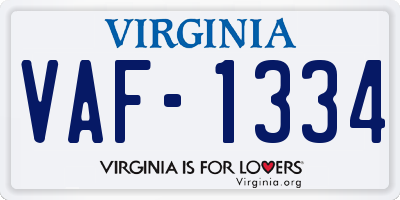 VA license plate VAF1334