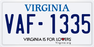 VA license plate VAF1335