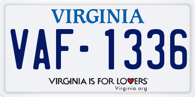 VA license plate VAF1336