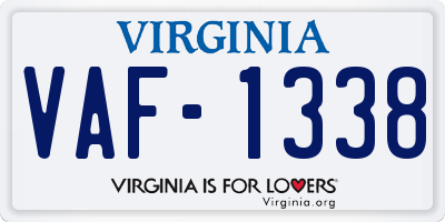 VA license plate VAF1338