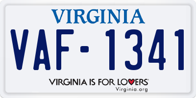 VA license plate VAF1341