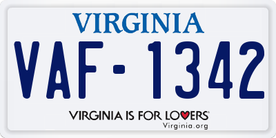 VA license plate VAF1342