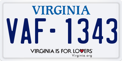 VA license plate VAF1343