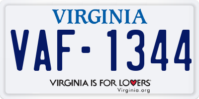 VA license plate VAF1344