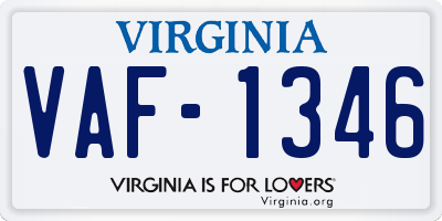 VA license plate VAF1346