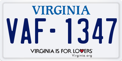 VA license plate VAF1347