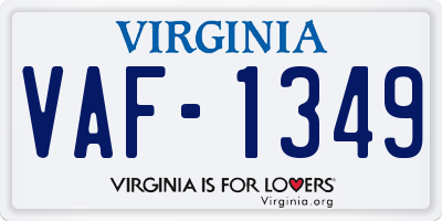 VA license plate VAF1349