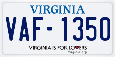 VA license plate VAF1350
