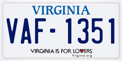 VA license plate VAF1351