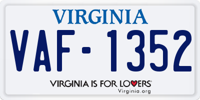 VA license plate VAF1352