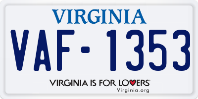 VA license plate VAF1353