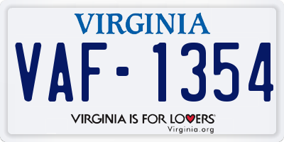 VA license plate VAF1354