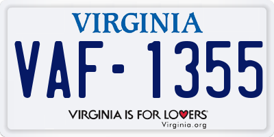 VA license plate VAF1355