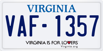 VA license plate VAF1357