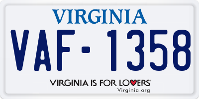 VA license plate VAF1358