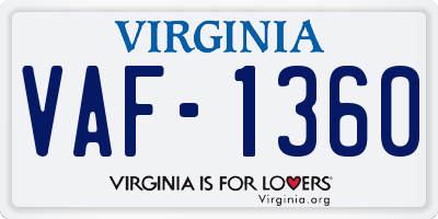 VA license plate VAF1360
