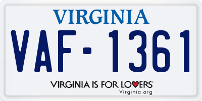 VA license plate VAF1361