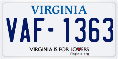 VA license plate VAF1363