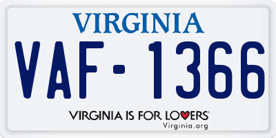 VA license plate VAF1366