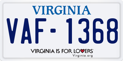 VA license plate VAF1368