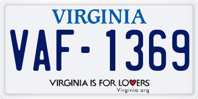 VA license plate VAF1369
