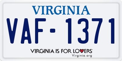 VA license plate VAF1371