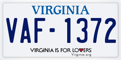 VA license plate VAF1372
