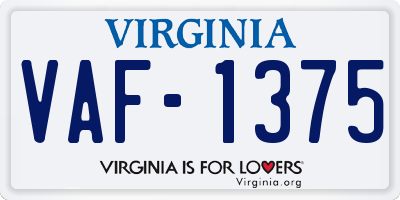VA license plate VAF1375
