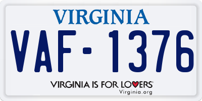VA license plate VAF1376