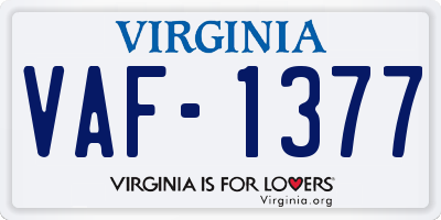 VA license plate VAF1377