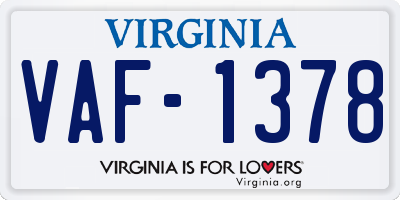 VA license plate VAF1378