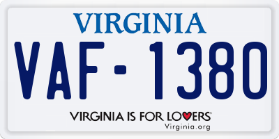 VA license plate VAF1380