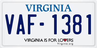 VA license plate VAF1381