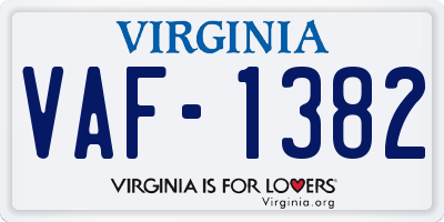 VA license plate VAF1382