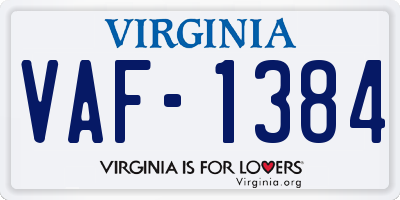 VA license plate VAF1384