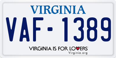 VA license plate VAF1389