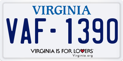 VA license plate VAF1390