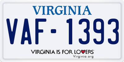 VA license plate VAF1393