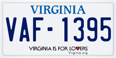 VA license plate VAF1395