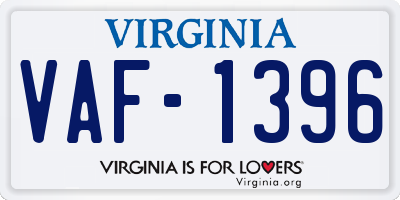 VA license plate VAF1396