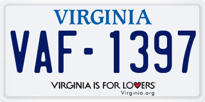VA license plate VAF1397