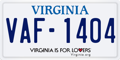 VA license plate VAF1404