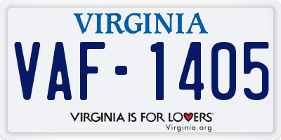 VA license plate VAF1405