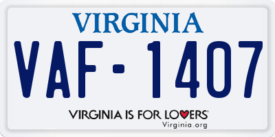VA license plate VAF1407