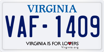 VA license plate VAF1409