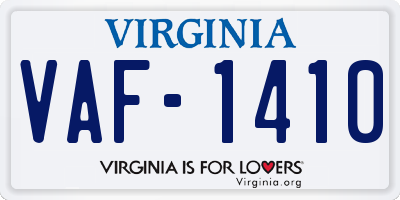 VA license plate VAF1410