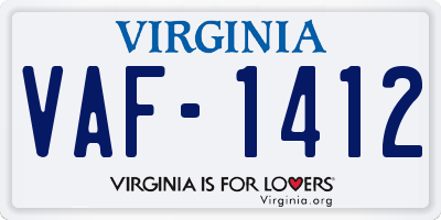 VA license plate VAF1412