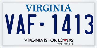 VA license plate VAF1413